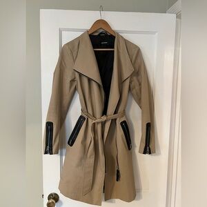 Mackage Beige Trench Coat with Black Details